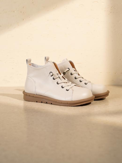 【绒里可选】西村名物2025年冬季新款舒适厚底防滑软底软面系带马丁靴短筒靴X25DS49911 商品图12