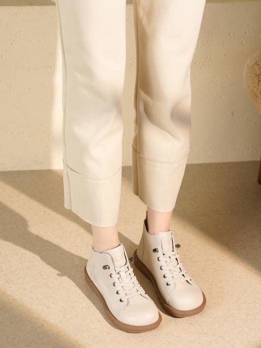 【绒里可选】西村名物2025年冬季新款舒适厚底防滑软底软面系带马丁靴短筒靴X25DS49911 商品图2