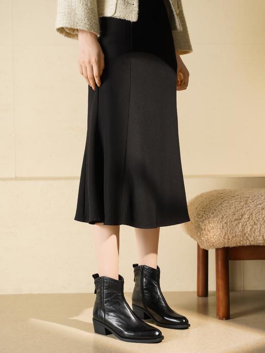 西村名物2025年冬季新款舒适低跟防滑小尖头时装短靴切尔西靴T25DS49631 商品图3