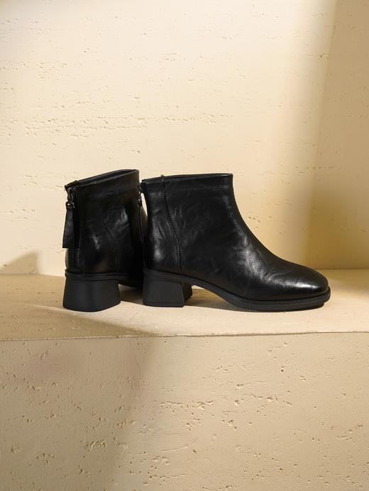 西村名物2025年冬季新款舒适粗跟防滑时尚方头切尔西靴时装短靴T25DS49641 商品图7