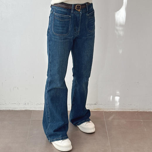 秋季新款牛仔微喇裤高腰修身显瘦时尚百搭潮 商品图2