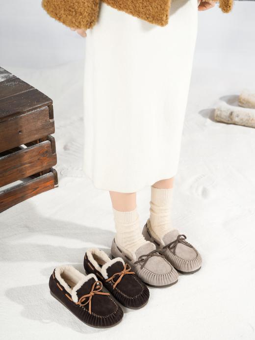 西村名物2025年冬季新款厚底防滑舒适保暖短筒毛毛鞋T25DM49361 商品图2