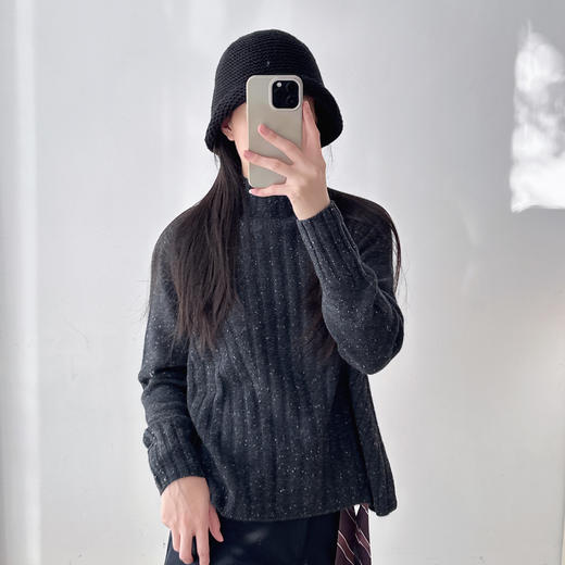慵懒风羊绒针织衫休闲宽松长袖套头亮片设计感显瘦百搭上衣时尚 商品图2