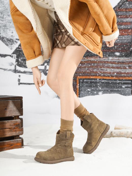 西村名物2025年冬季新款厚底防滑绒面舒适时尚切尔西靴时装短靴T25DS49301 商品图1