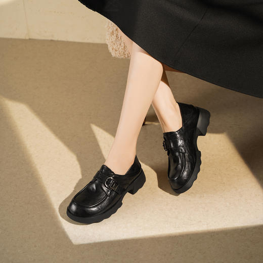 西村名物2025年秋季新款厚底增高防滑软底软面舒适百搭乐福鞋T25CM31751 商品图0