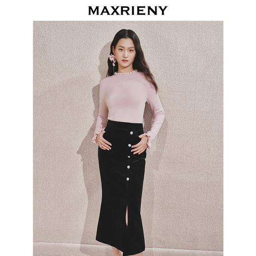 【商场同款】MAXRIENY甜美文艺中高领套头毛针织衫女修身显瘦上衣(货号:MC85SW544) 商品图0