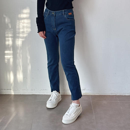 秋季新款九分直筒裤欧货高腰撞色烟管裤 商品图2