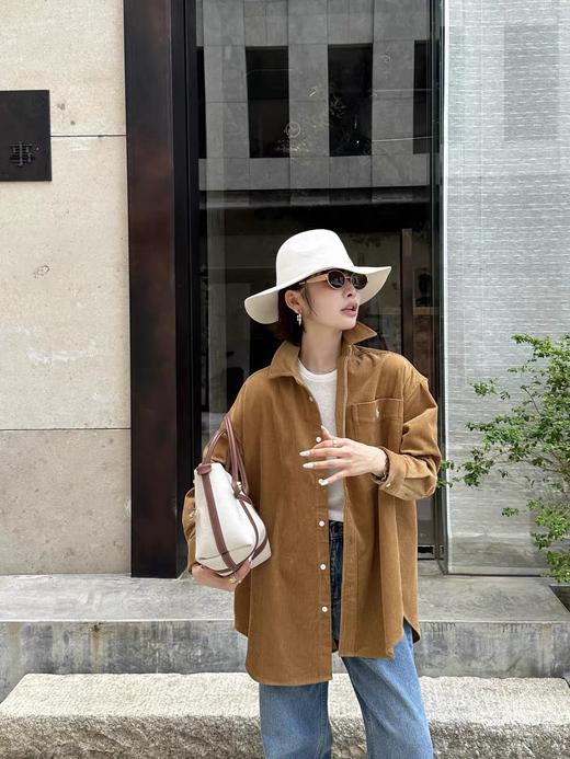 进口灯芯绒质感剪裁廓形设计休闲衬衫 商品图6