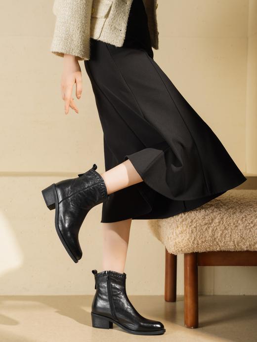 西村名物2025年冬季新款舒适低跟防滑小尖头时装短靴切尔西靴T25DS49631 商品图2