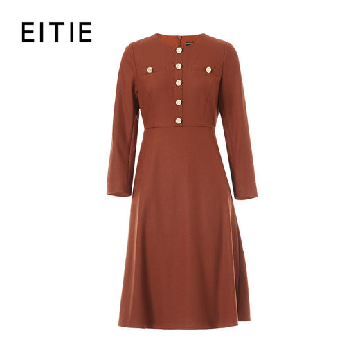 EITIE爱特爱A型圆领设计简约好穿金属扣装饰精致优雅连衣裙8407118 商品图7