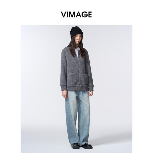 VIMAGE纬漫纪针织圆领宽松时尚慵懒外套V2403113 商品图1