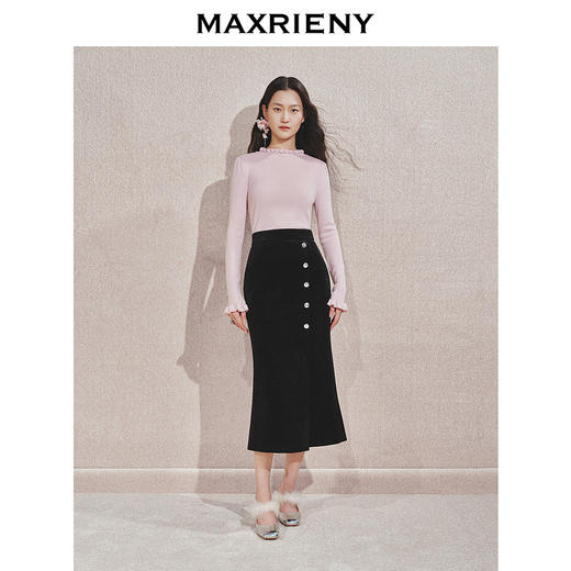 【商场同款】MAXRIENY甜美文艺中高领套头毛针织衫女修身显瘦上衣(货号:MC85SW544) 商品图1