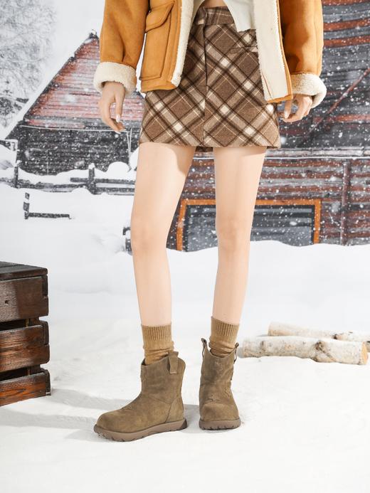 西村名物2025年冬季新款厚底防滑绒面舒适时尚切尔西靴时装短靴T25DS49301 商品图4