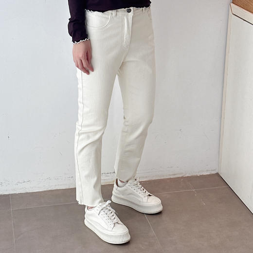 秋季新款九分直筒裤欧货高腰撞色烟管裤 商品图4