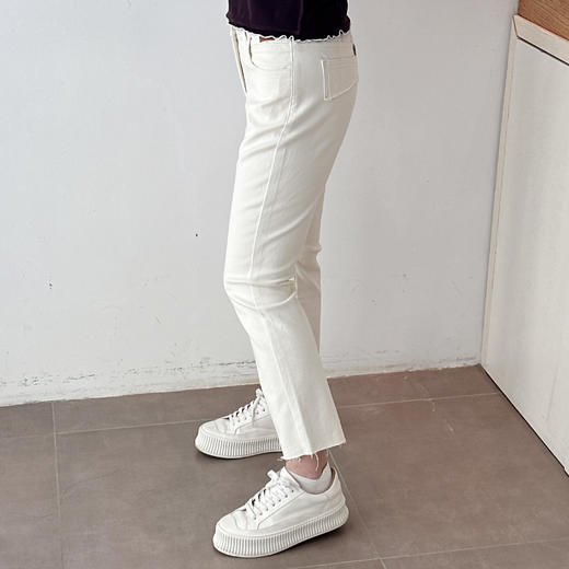 秋季新款九分直筒裤欧货高腰撞色烟管裤 商品图7