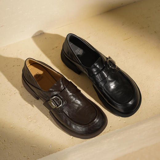 西村名物2025年秋季新款厚底增高防滑软底软面舒适百搭乐福鞋T25CM31751 商品图6