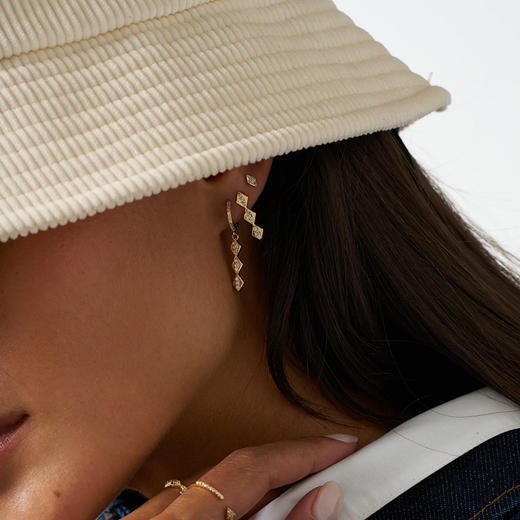 北京仓｜Leo Sedim-VESTA-金色 锆石 吊坠 单只 耳环［法国设计师］ 商品图3