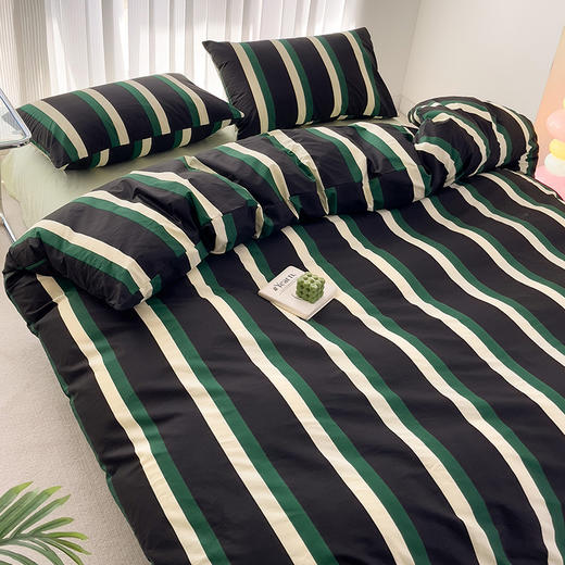 顶柔 全棉简约条纹四件套 床单180cm*230cm【福利品】 商品图1