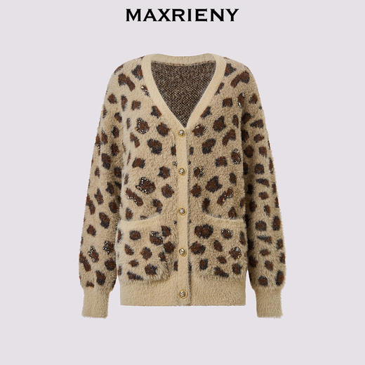 【冬日逸境-商场同款】MAXRIENY钉珠豹纹复古开衫外套女24冬新款(货号:MC85JA793) 商品图4
