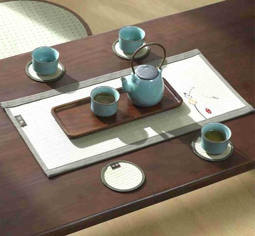 草窝茶垫＋杯垫*6 25*50团购 商品图0