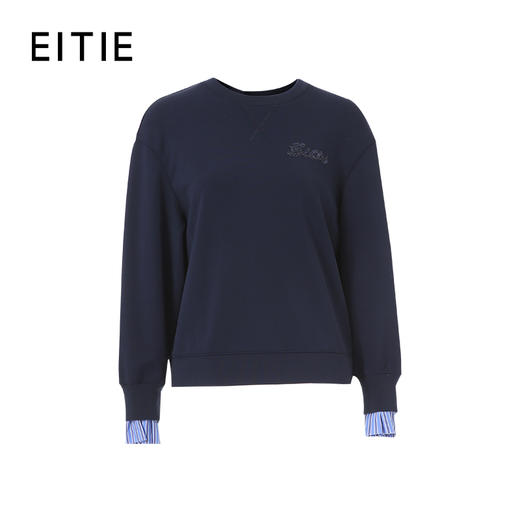 EITIE爱特爱圆领刺绣袖口拼接设计小上衣8313013 商品图2