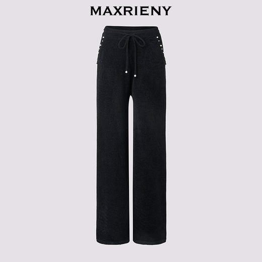 MAXRIENY法式复古直筒针织长裤25冬款通勤感穿搭高腰休闲阔腿裤女(货号:MF86TR504) 商品图4