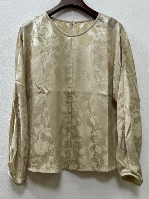 下架|盛唐婧 | 新中式真丝提花缎圆领上衣衬衫 商品图0