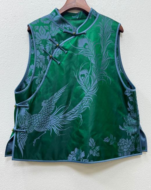 下架|盛唐婧 | 凤凰于飞轻奢时尚新中式老缎斜襟夹棉马甲 商品图0