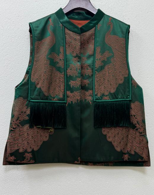 下架|盛唐婧 | 轻奢时尚新中式老缎流苏对襟马甲 商品图0