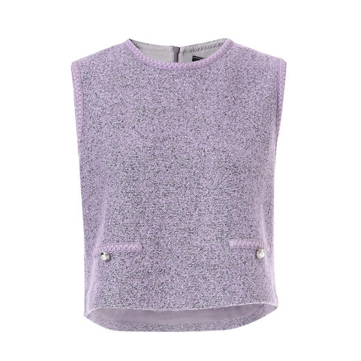 EITIE爱特爱紫色小香风时尚气质无袖上衣叠穿外搭25秋冬新款背心D2513905 商品图5