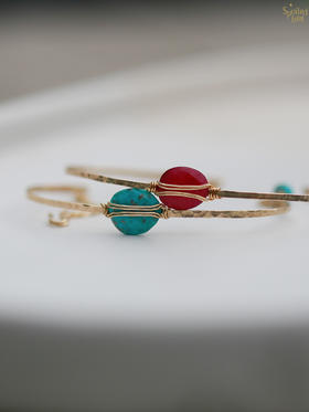 SpoiledBrat Jewelry14K注金绿松石 红宝石 手镯