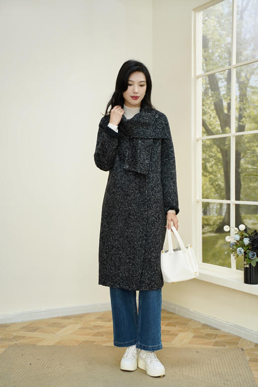 臣禾	【雪花大衣】夹花灰两用领毛呢外套	JZ254080781 商品图2