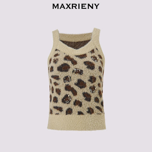玛克门店发货：MAXRIENY豹纹复古钉珠艺术背心(货号:MC85SW783) 商品图3
