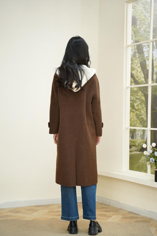 臣禾	【可脱卸帽大衣】层次感系腰带中长款呢大衣外套	JZ254080175 商品图6