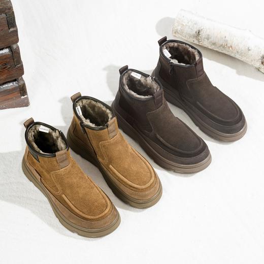 西村名物2025年冬季新款舒适厚底防滑绒毛内里保暖男靴休闲男靴X15DU49881 商品图2