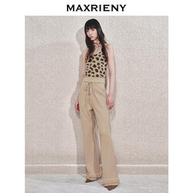 玛克门店发货：MAXRIENY豹纹复古钉珠艺术背心(货号:MC85SW783)