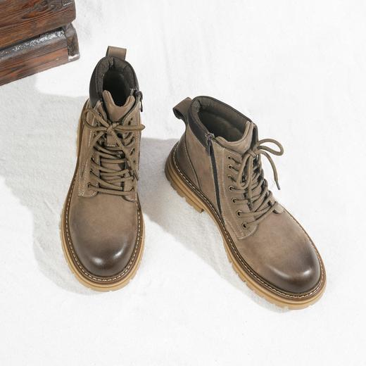 西村名物2025年冬季新款舒适厚底防滑绒毛内里保暖系带马丁靴休闲男靴X15DU49831 商品图1