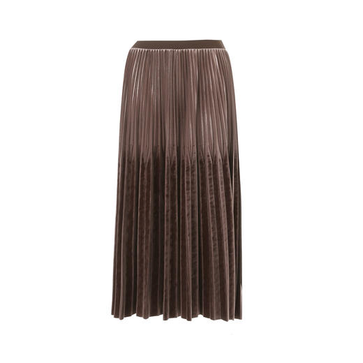 EITIE爱特爱优雅复古丝绒高腰百褶a字显瘦过膝半身裙秋冬新款D2506903 商品图10