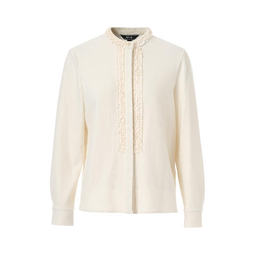 EITIE爱特爱复古花边气质立领纯色直筒显瘦衬衫上衣秋冬新款衬衣D2509903 商品图10