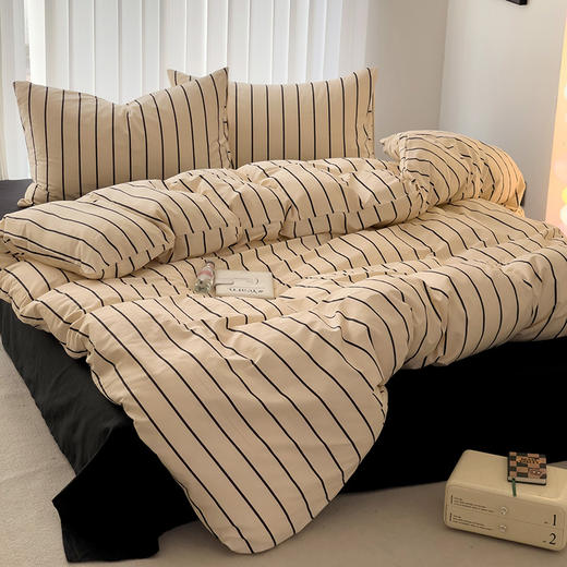 顶柔 全棉简约条纹四件套 床单180cm*230cm【福利品】 商品图0