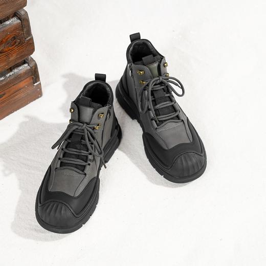 西村名物2025年冬季新款舒适厚底防滑保暖绒里系带休闲男鞋T15DU49751 商品图1