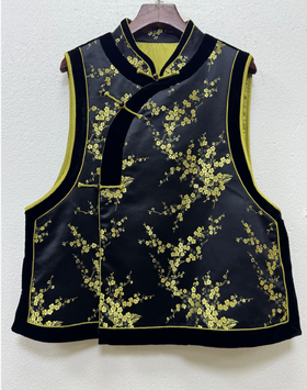 下架|盛唐婧 | 金昭梅竹轻奢时尚新中式老缎夹棉马甲