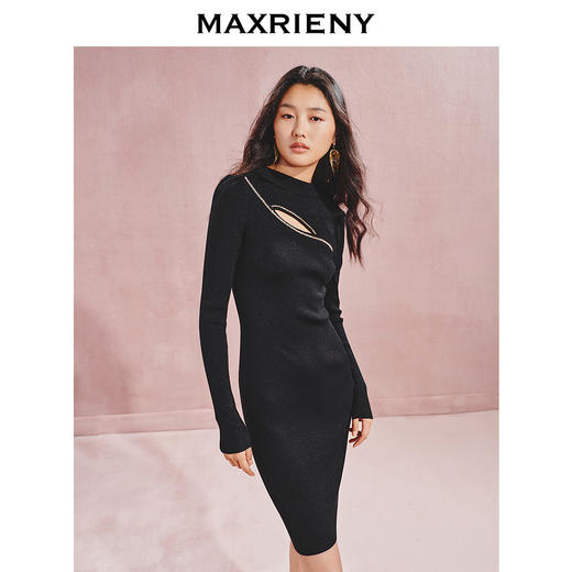 玛克门店发货：MAXRIENY收腰X型精致奢链连衣裙(货号:MC85DR541) 商品图2