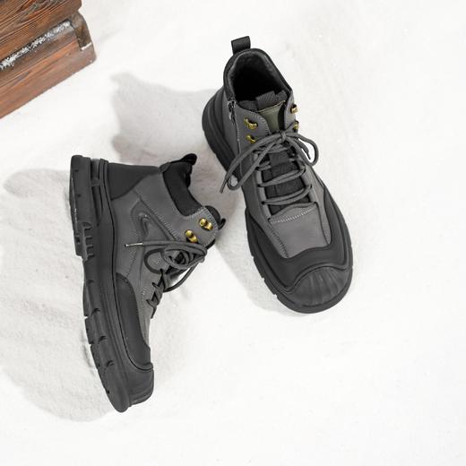 西村名物2025年冬季新款舒适厚底防滑保暖绒里系带休闲男鞋T15DU49751 商品图4