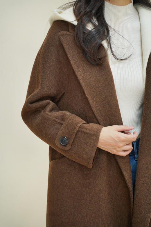 臣禾	【可脱卸帽大衣】层次感系腰带中长款呢大衣外套	JZ254080175 商品图8