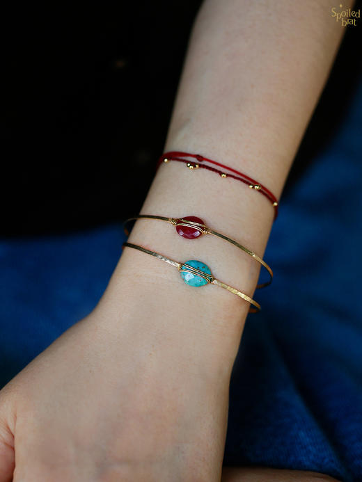 SpoiledBrat Jewelry14K注金绿松石 红宝石 手镯 商品图1