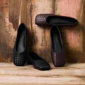 PRETTY RIVER编织小牛皮平底芭蕾鞋