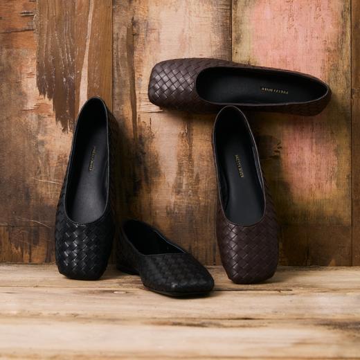 PRETTY RIVER编织小牛皮平底芭蕾鞋 商品图0