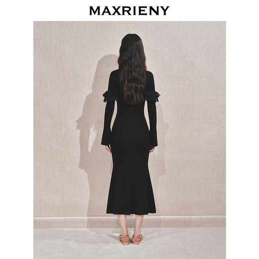 【商场同款】MAXRIENY法式复古浪漫荷叶边网纱毛织裙24冬款连衣裙(货号:MC85DR520) 商品图3