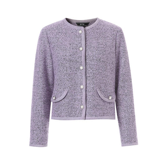 EITIE爱特爱精致小香风紫色法式通勤优雅直筒短外套秋冬新款D2503909 商品图5